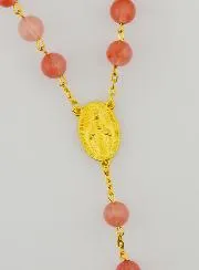 Gold Plated Rosary with Genuine Quartz Beads