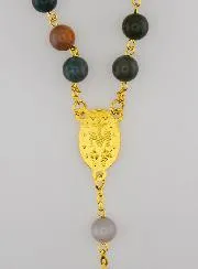 Gold Plated Rosary with Genuine Agate Beads