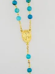 Gold Plated Rosary with Genuine Agate Beads