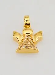 Gold Plated & Rhinestone Diamonds Guardian Angel Pendant - 1,5 cm