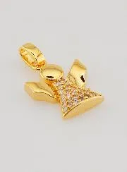 Gold Plated & Rhinestone Diamonds Guardian Angel Pendant - 1,5 cm