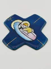 Virgin with Baby Jesus Enamels Square Cross