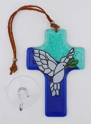 Glass Cross - Holy Spirit - Dove of Peace