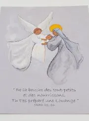 Virgin Mary & Angel Baptism rayer Card - 10 x 15 cm