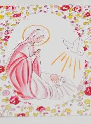 Baptismal Picture - Holy Virgin Mary with Holy Spirit Dove - Pink