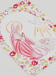 Baptismal Picture - Holy Virgin Mary with Holy Spirit Dove - Pink