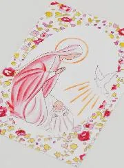 Baptismal Picture - Holy Virgin Mary with Holy Spirit Dove - Pink