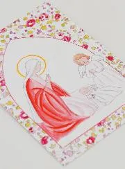 Baptismal Picture - Virgin Mary & Guardian Angel - Pink