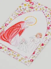 Baptismal Picture - Virgin Mary & Guardian Angel - Pink