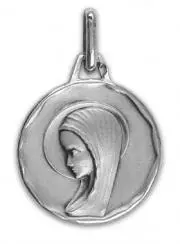 Virgin Mary with Veil Left Profile Baptism Silver Medal