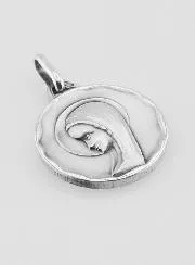 Virgin Mary with Veil Left Profile Baptism Silver Medal