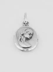Virgin Mary with Veil Solid Silver Baptism Medal