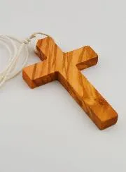 Olive Wood Communion Cross with White Cord