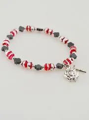 Hematite Flower Beads Decade Bracelet - Cross