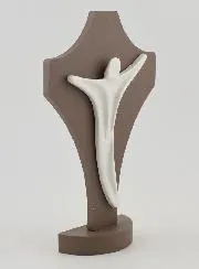 Modern Ceramic & Wood Crucifix