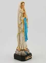 Virgin Mary of Lourdes Polychromed Statue on Base - 15 cm