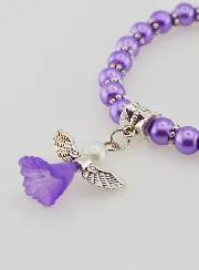 Guardian Angel Child Religious Bracelet - Purple Beads
