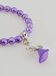 Guardian Angel Child Religious Bracelet - Purple Beads