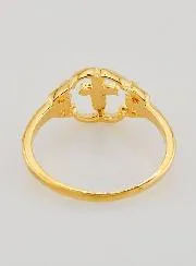 Gold Plated Flower & Cross Ring - Size 58