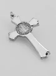 Saint Benedict Silver Cross Pendant - 5 cm