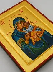 Byzantine Icon Mother of God of Comfort in Blue - 24 cm