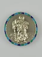 Saint Christopher Silver & Enamel Car Plate