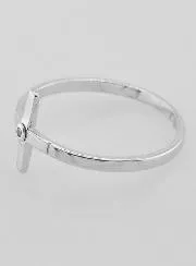 1 Rhinestone Diamond & Cross Ring - Solid Silver - Size 60