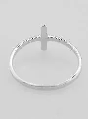 1 Rhinestone Diamond & Cross Ring - Solid Silver - Size 60