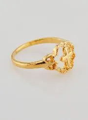 Gold Plated Flower & Cross Ring - Size 54