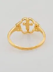 Gold Plated Flower & Cross Ring - Size 54