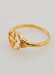 Gold Plated Flower & Cross Ring - Size 56