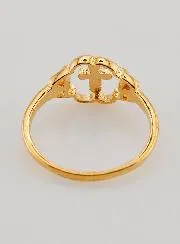 Gold Plated Flower & Cross Ring - Size 56