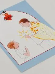 Communion Card - Boy, Priest & Jesus