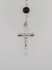 Black Beaded Rosary - Miraculous Medal