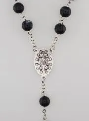 Black Beaded Rosary - Miraculous Medal