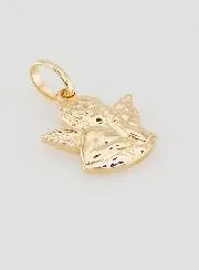 Gold Plated Guardian Angel Pendant - 14 mm