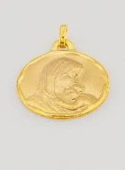 Virgin with Baby Jesus Gold Baptism Medal