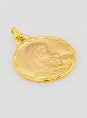 Virgin with Baby Jesus Gold Baptism Medal
