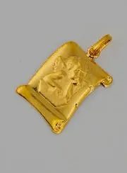 Guardian Angel Gold Parchment Baptism Medal