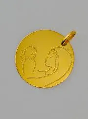 Virgin Mary with Baby Medal in 9 Carats Gold