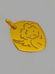 Angel Protector Baptism Medal - Gold Diamond Shape