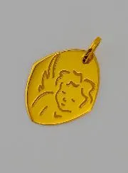 Angel Protector Baptism Medal - Gold Diamond Shape