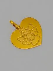 Heartshaped Guardian Angel Medal for Girls in 375 Gold