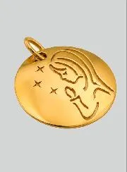 Virgin in Prayer to the Stars Gold Baptism Medal