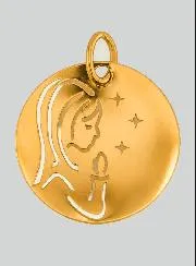 Virgin in Prayer to the Stars Gold Baptism Medal