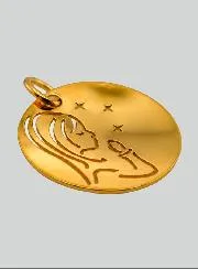 Virgin in Prayer to the Stars Gold Baptism Medal