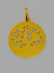 Tree of Life & Red Heart Gold Baptism Medal