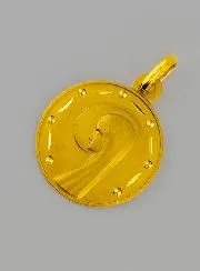 Virgin Mary with Veil Profil Gold Baptism Medal