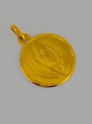 Virgin Mary with Veil Right Profil Gold Baptism Medal