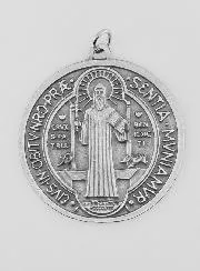 Large Medal Saint Benedict Silvery Metal  - 5,7 cm